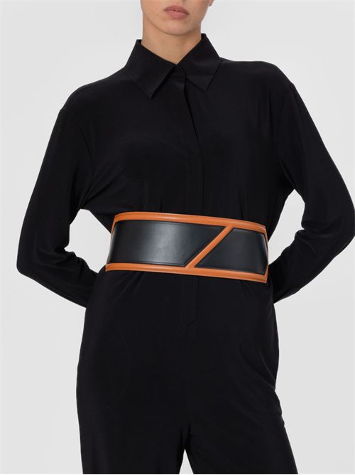 Leather belt NORA PONCHER | LOGOBELTCAMMELLONERO